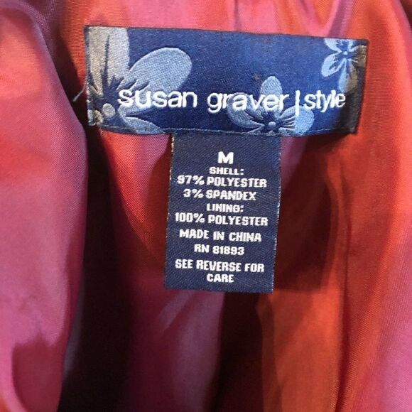 SUSAN GRAVER Style Blazer Size Medium Embroidered Flowers fully lined - Picture 10 of 10